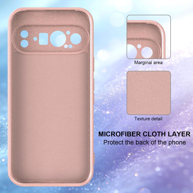 For Google Pixel 9 Pro Fine Hole Glossy Glitter Magnetic TPU Phone Case with Same Color Hand Strap