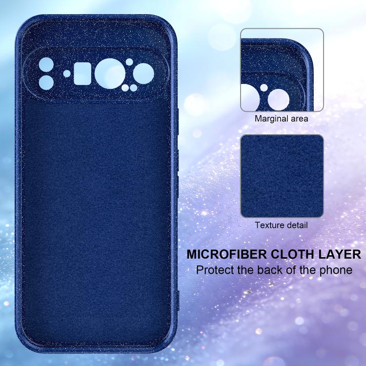 For Google Pixel 9 Pro Fine Hole Glossy Glitter Magnetic TPU Phone Case with Same Color Hand Strap