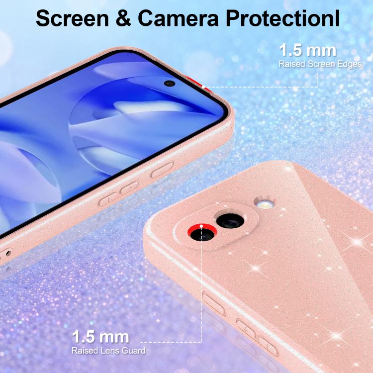 For Google Pixel 10a Fine Hole Glossy Glitter Magnetic TPU Phone Case with Same Color Hand Strap