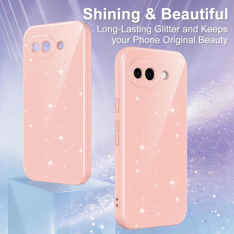 For Google Pixel 10a Fine Hole Glossy Glitter Magnetic TPU Phone Case with Same Color Hand Strap