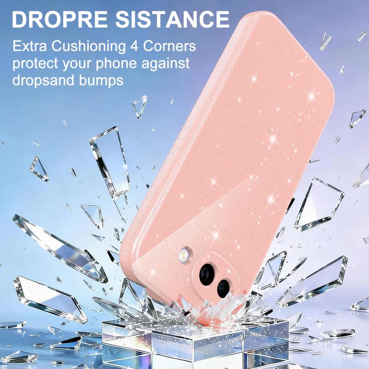 For Google Pixel 10a Fine Hole Glossy Glitter Magnetic TPU Phone Case with Same Color Hand Strap