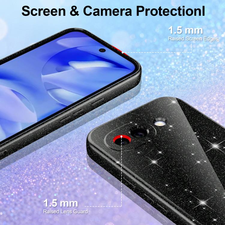 For Google Pixel 10a Fine Hole Glossy Glitter Magnetic TPU Phone Case with Same Color Hand Strap