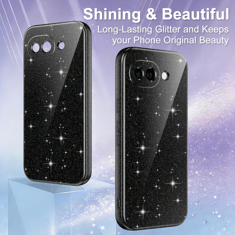 For Google Pixel 10a Fine Hole Glossy Glitter Magnetic TPU Phone Case with Same Color Hand Strap