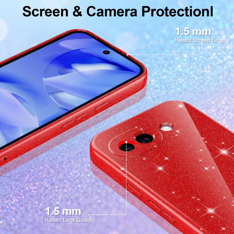 For Google Pixel 10a Fine Hole Glossy Glitter Magnetic TPU Phone Case with Same Color Hand Strap