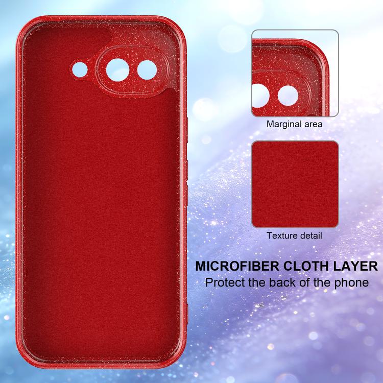 For Google Pixel 10a Fine Hole Glossy Glitter Magnetic TPU Phone Case with Same Color Hand Strap