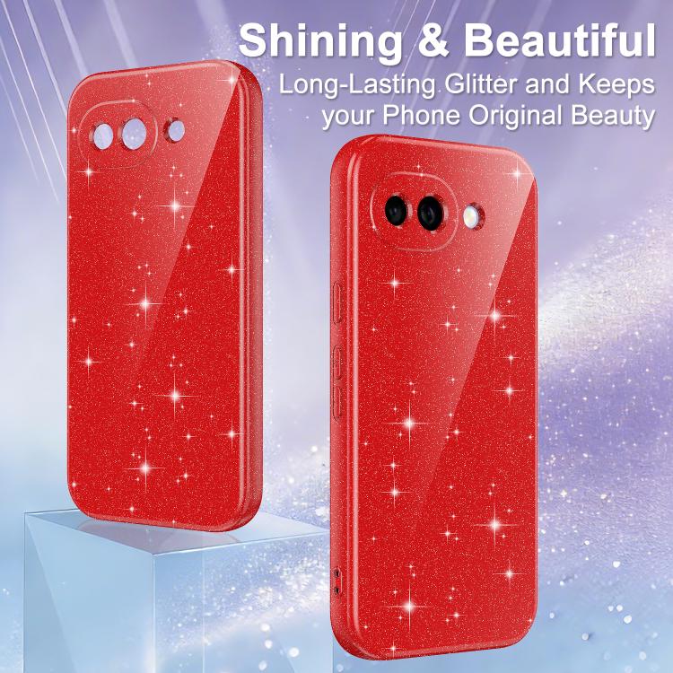 For Google Pixel 10a Fine Hole Glossy Glitter Magnetic TPU Phone Case with Same Color Hand Strap