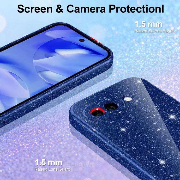 For Google Pixel 10a Fine Hole Glossy Glitter Magnetic TPU Phone Case with Same Color Hand Strap