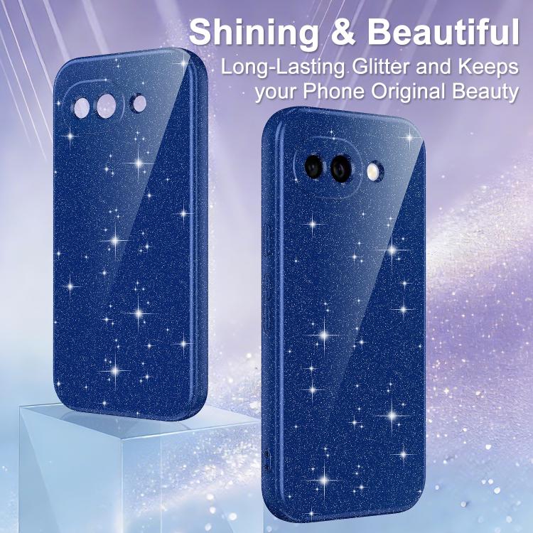 For Google Pixel 10a Fine Hole Glossy Glitter Magnetic TPU Phone Case with Same Color Hand Strap