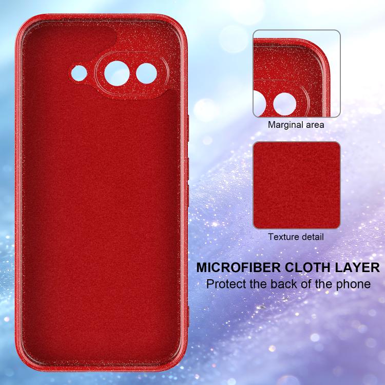 For Google Pixel 9a Fine Hole Glossy Glitter Magnetic TPU Phone Case with Same Color Hand Strap