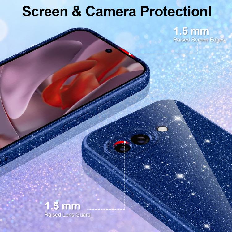 For Google Pixel 9a Fine Hole Glossy Glitter Magnetic TPU Phone Case with Same Color Hand Strap