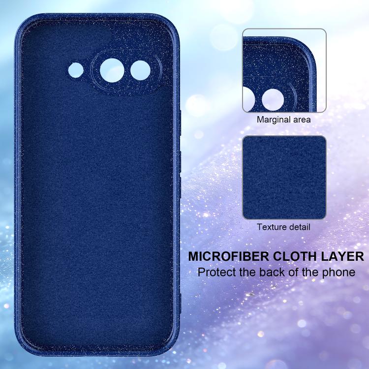 For Google Pixel 9a Fine Hole Glossy Glitter Magnetic TPU Phone Case with Same Color Hand Strap