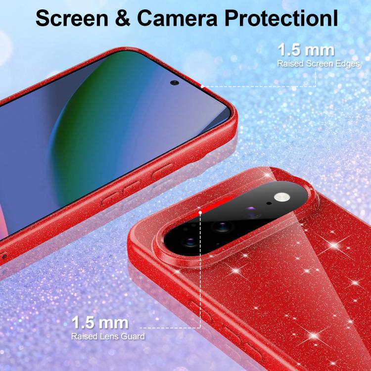 For Google Pixel 11 Fine Hole Glossy Glitter Magnetic TPU Phone Case with Same Color Hand Strap