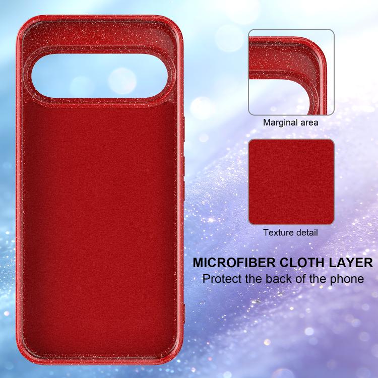 For Google Pixel 11 Fine Hole Glossy Glitter Magnetic TPU Phone Case with Same Color Hand Strap