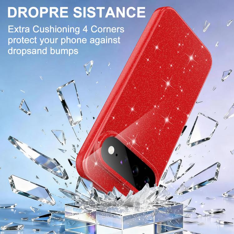 For Google Pixel 11 Fine Hole Glossy Glitter Magnetic TPU Phone Case with Same Color Hand Strap