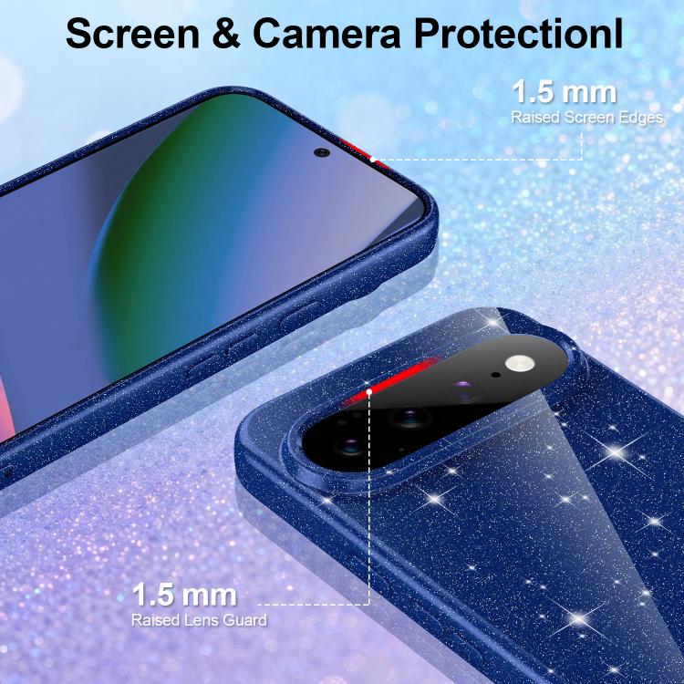 For Google Pixel 11 Fine Hole Glossy Glitter Magnetic TPU Phone Case with Same Color Hand Strap
