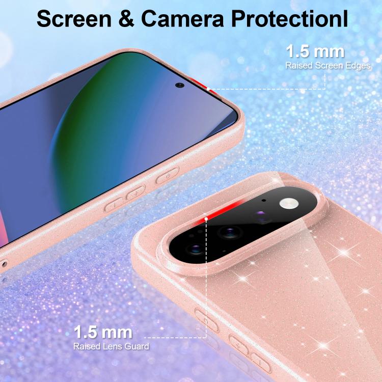 For Google Pixel 11 Pro Fine Hole Glossy Glitter Magnetic TPU Phone Case with Same Color Hand Strap