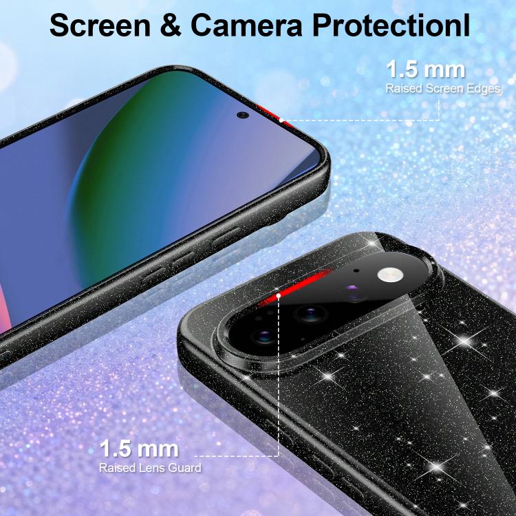 For Google Pixel 11 Pro Fine Hole Glossy Glitter Magnetic TPU Phone Case with Same Color Hand Strap