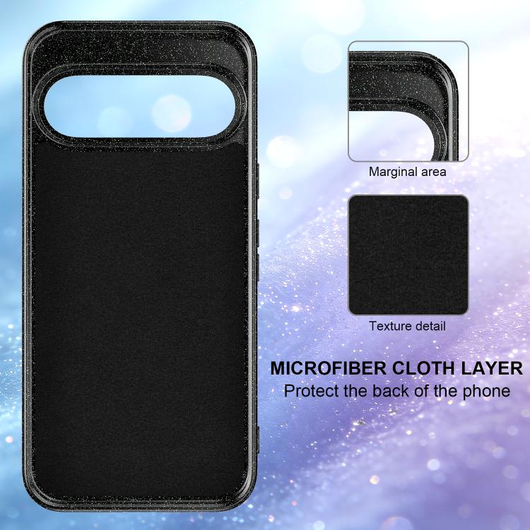 For Google Pixel 11 Pro Fine Hole Glossy Glitter Magnetic TPU Phone Case with Same Color Hand Strap