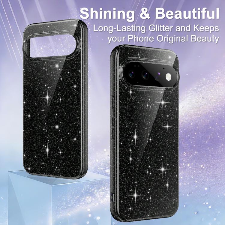 For Google Pixel 11 Pro Fine Hole Glossy Glitter Magnetic TPU Phone Case with Same Color Hand Strap