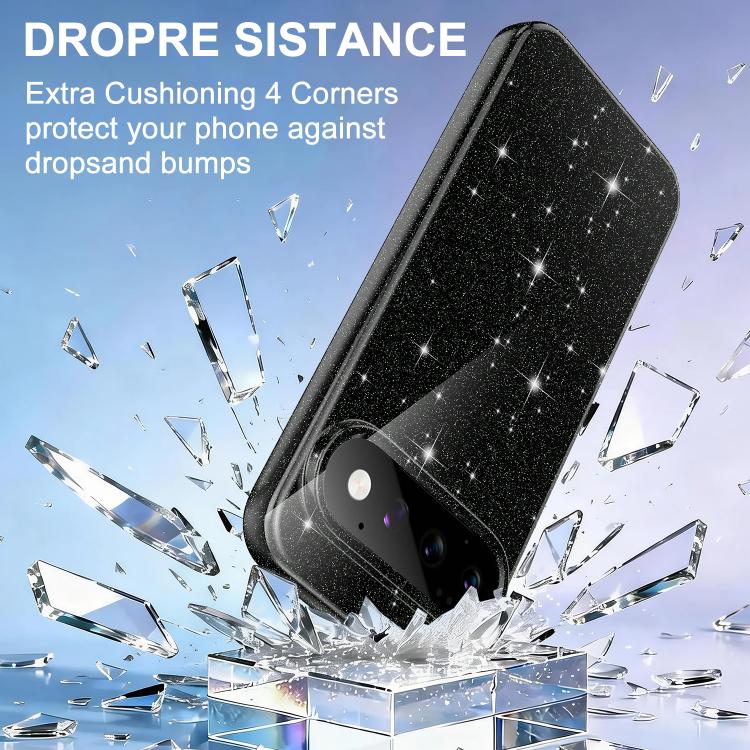 For Google Pixel 11 Pro Fine Hole Glossy Glitter Magnetic TPU Phone Case with Same Color Hand Strap