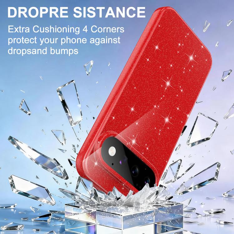 For Google Pixel 11 Pro Fine Hole Glossy Glitter Magnetic TPU Phone Case with Same Color Hand Strap