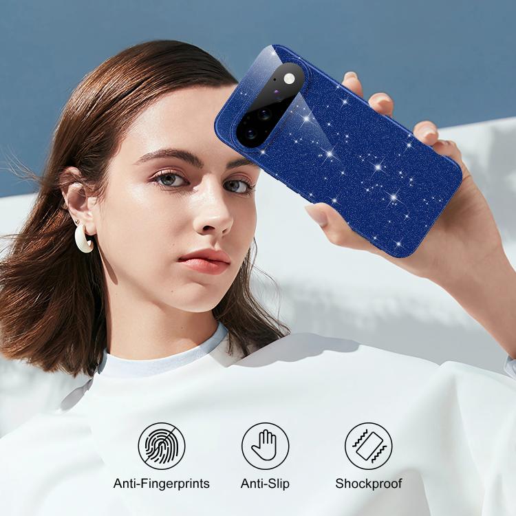 For Google Pixel 11 Pro Fine Hole Glossy Glitter Magnetic TPU Phone Case with Same Color Hand Strap