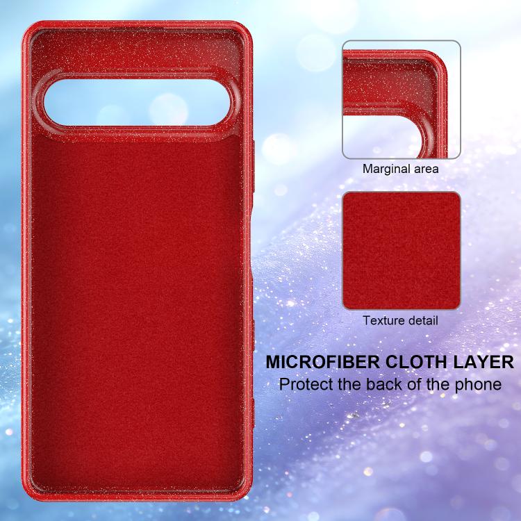 For Sony Xperia 10 VII Fine Hole Glossy Glitter Magnetic TPU Phone Case with Same Color Hand Strap
