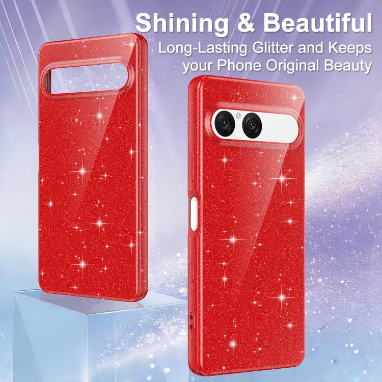 For Sony Xperia 10 VII Fine Hole Glossy Glitter Magnetic TPU Phone Case with Same Color Hand Strap
