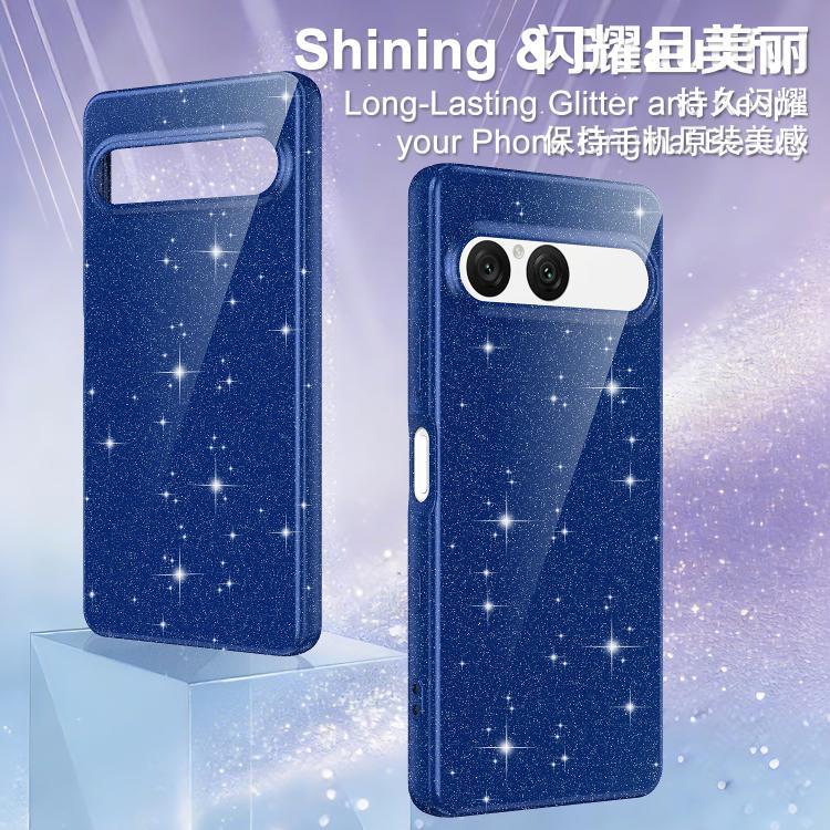 For Sony Xperia 10 VII Fine Hole Glossy Glitter Magnetic TPU Phone Case with Same Color Hand Strap