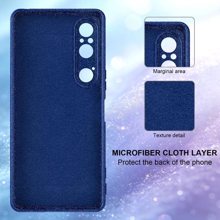 For Sony Xperia 1 VI Fine Hole Glossy Glitter Magnetic TPU Phone Case with Same Color Hand Strap