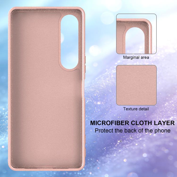 For Sony Xperia 1 VII Fine Hole Glossy Glitter Magnetic TPU Phone Case with Same Color Hand Strap
