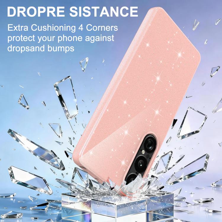 For Sony Xperia 1 VII Fine Hole Glossy Glitter Magnetic TPU Phone Case with Same Color Hand Strap