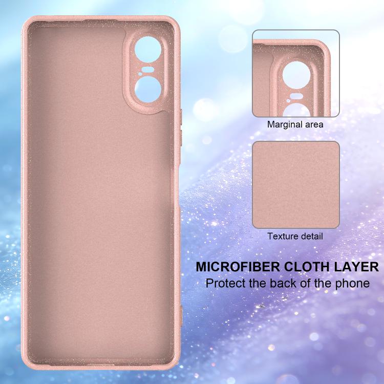 For Sony Xperia 10 VI Fine Hole Glossy Glitter Magnetic TPU Phone Case with Same Color Hand Strap