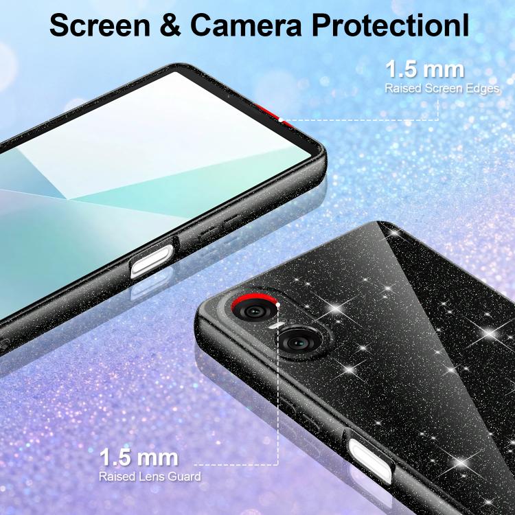 For Sony Xperia 10 VI Fine Hole Glossy Glitter Magnetic TPU Phone Case with Same Color Hand Strap