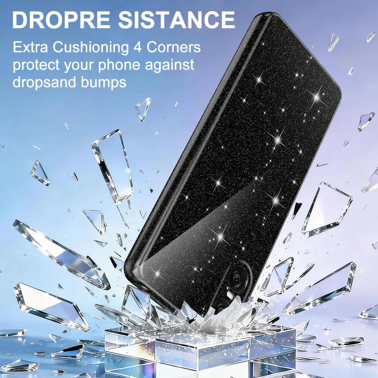 For Sony Xperia 10 VI Fine Hole Glossy Glitter Magnetic TPU Phone Case with Same Color Hand Strap