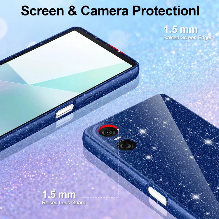 For Sony Xperia 10 VI Fine Hole Glossy Glitter Magnetic TPU Phone Case with Same Color Hand Strap
