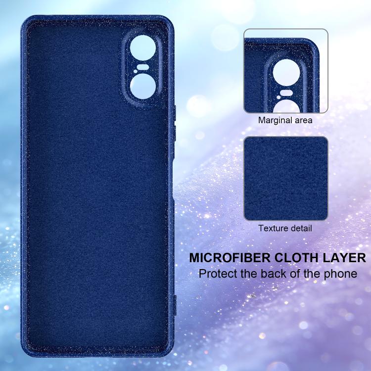 For Sony Xperia 10 VI Fine Hole Glossy Glitter Magnetic TPU Phone Case with Same Color Hand Strap