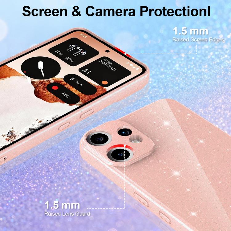 For Nothing CMF Phone 2 Pro Fine Hole Glossy Glitter Magnetic TPU Phone Case with Same Color Hand Strap