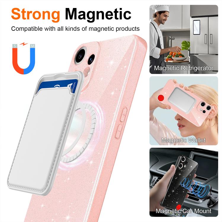 For Nothing CMF Phone 2 Pro Fine Hole Glossy Glitter Magnetic TPU Phone Case with Same Color Hand Strap