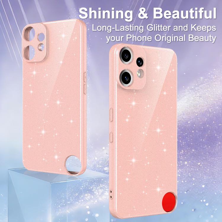 For Nothing CMF Phone 2 Pro Fine Hole Glossy Glitter Magnetic TPU Phone Case with Same Color Hand Strap