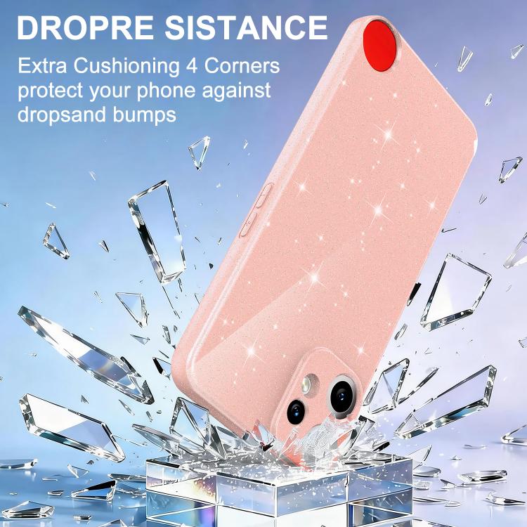 For Nothing CMF Phone 2 Pro Fine Hole Glossy Glitter Magnetic TPU Phone Case with Same Color Hand Strap