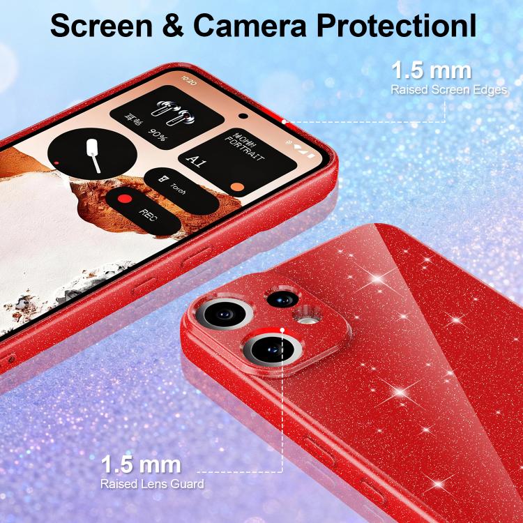 For Nothing CMF Phone 2 Pro Fine Hole Glossy Glitter Magnetic TPU Phone Case with Same Color Hand Strap