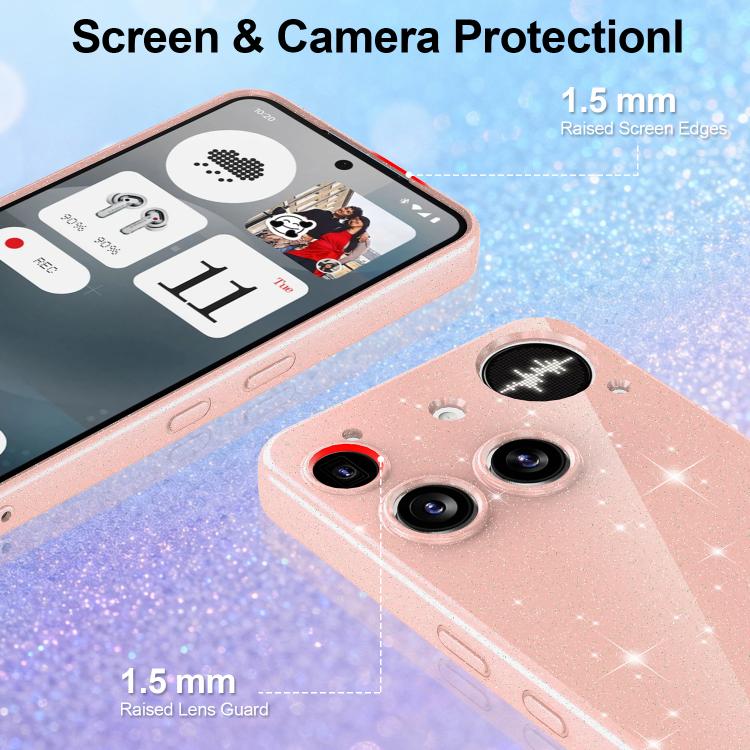 For Nothing Phone 3 Fine Hole Glossy Glitter Magnetic TPU Phone Case with Same Color Hand Strap