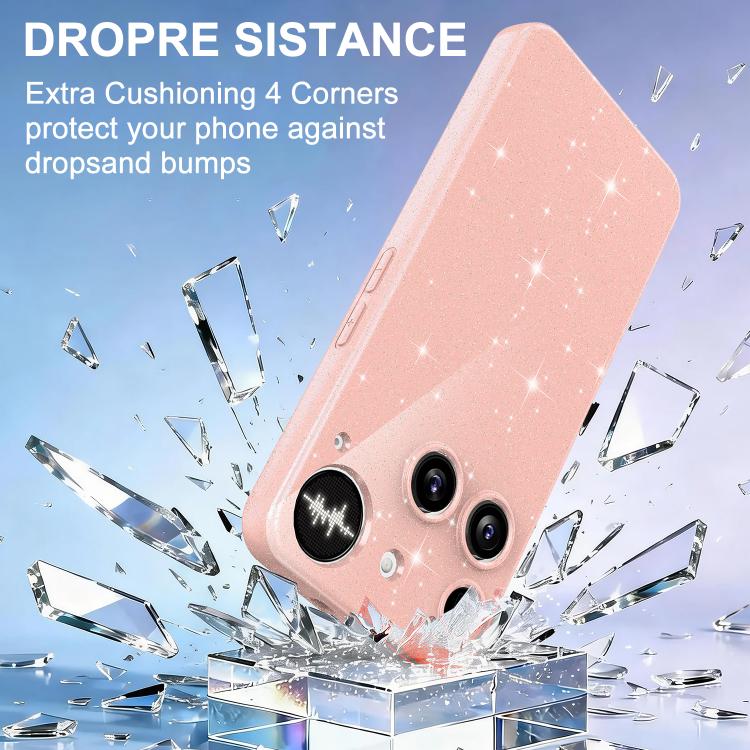 For Nothing Phone 3 Fine Hole Glossy Glitter Magnetic TPU Phone Case with Same Color Hand Strap