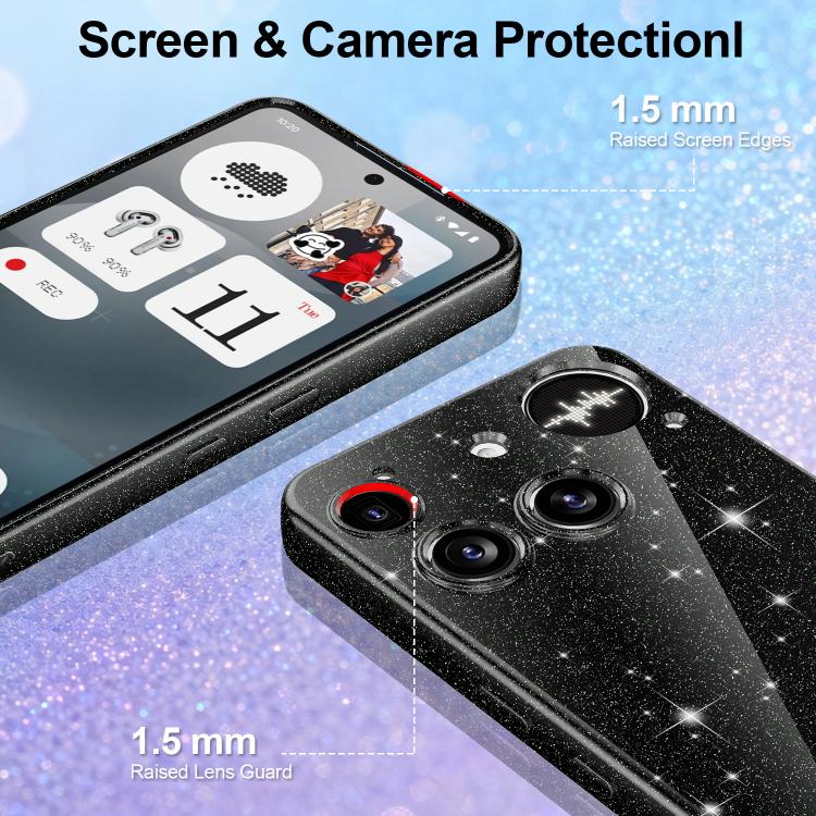 For Nothing Phone 3 Fine Hole Glossy Glitter Magnetic TPU Phone Case with Same Color Hand Strap
