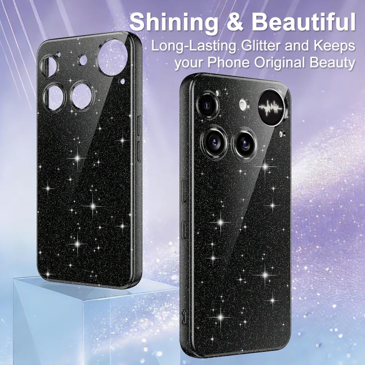 For Nothing Phone 3 Fine Hole Glossy Glitter Magnetic TPU Phone Case with Same Color Hand Strap