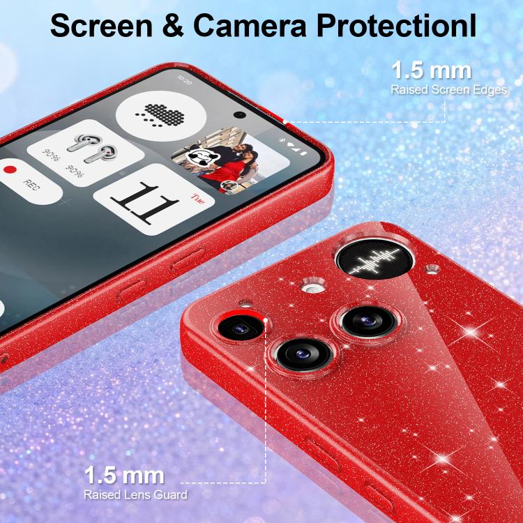 For Nothing Phone 3 Fine Hole Glossy Glitter Magnetic TPU Phone Case with Same Color Hand Strap
