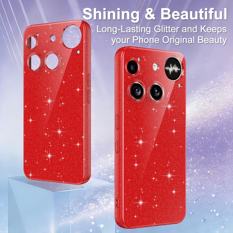 For Nothing Phone 3 Fine Hole Glossy Glitter Magnetic TPU Phone Case with Same Color Hand Strap