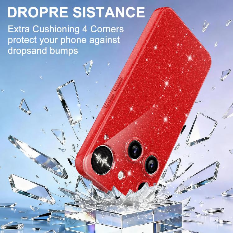 For Nothing Phone 3 Fine Hole Glossy Glitter Magnetic TPU Phone Case with Same Color Hand Strap