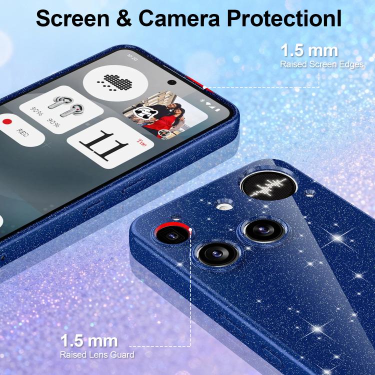 For Nothing Phone 3 Fine Hole Glossy Glitter Magnetic TPU Phone Case with Same Color Hand Strap